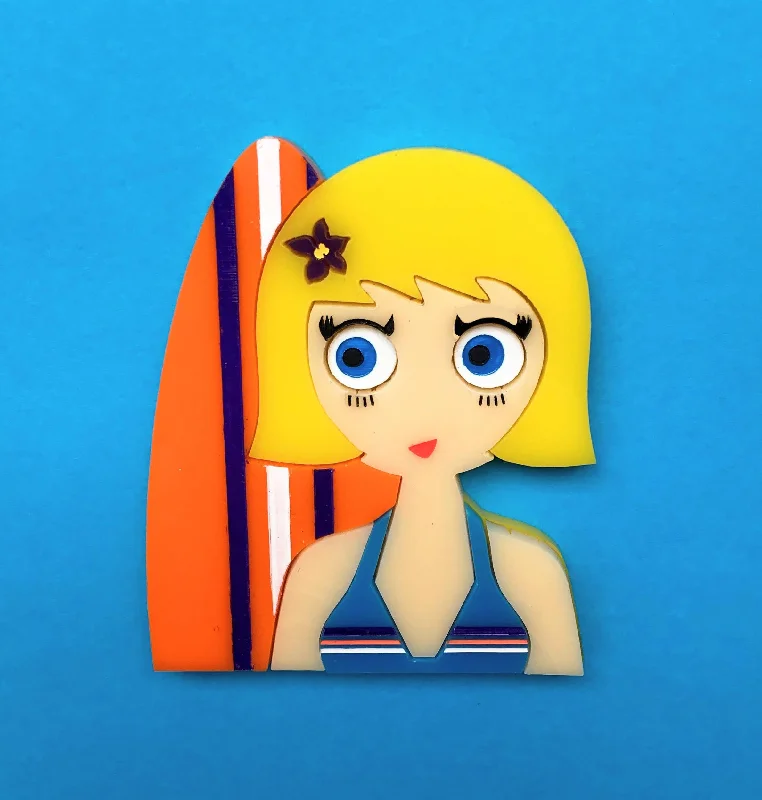 Artistic Gem Brooch-NIKI Surfer Girl Acrylic Brooch (limited edition!)