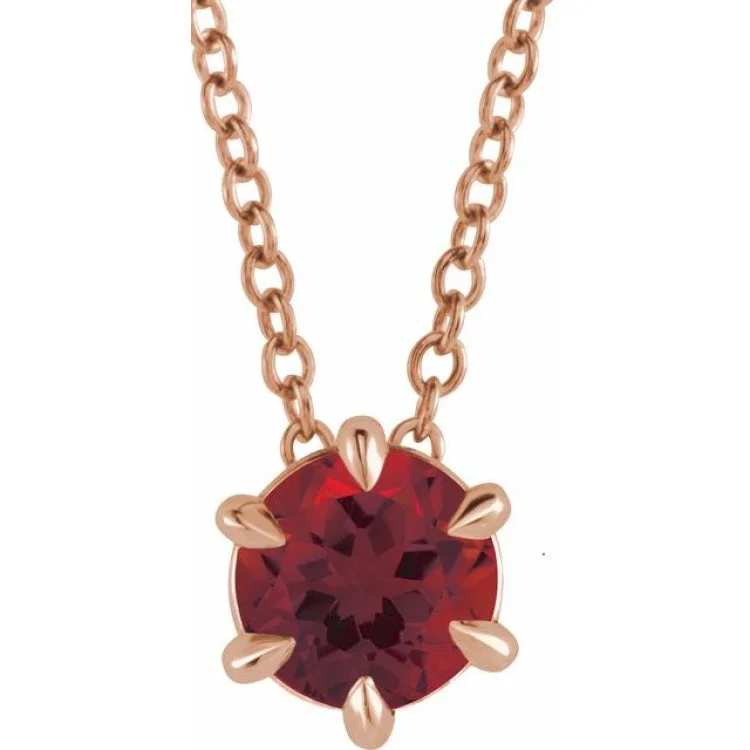 Pendant necklaces with meaningful symbols-14K Rose 4 mm Natural Mozambique Garnet Solitaire 16-18" Necklace