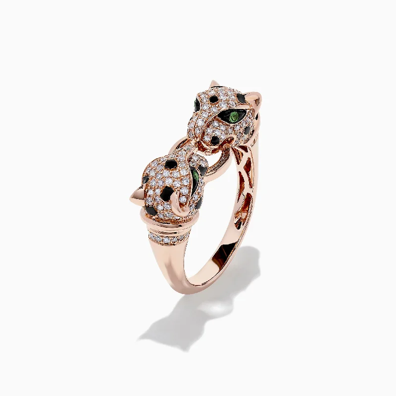 Custom wedding rings for brides-Signature 14K Rose Gold Diamond Panther Ring, 0.51 TCW