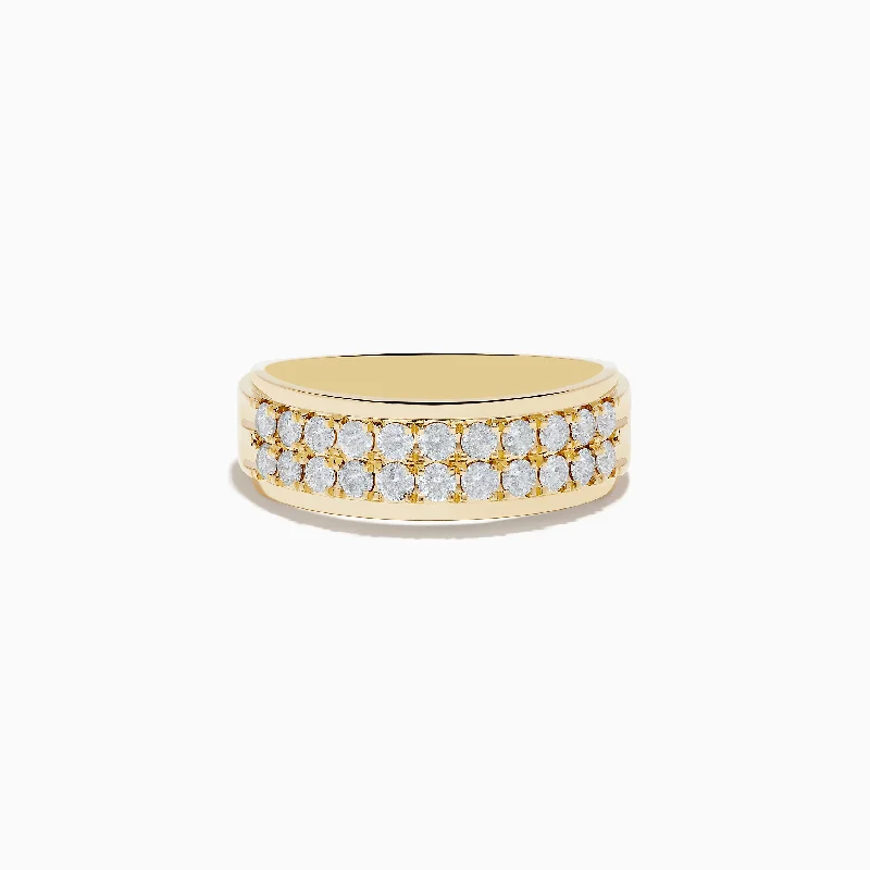 Custom rings for couples-Men's 14K Yellow Gold Diamond Band