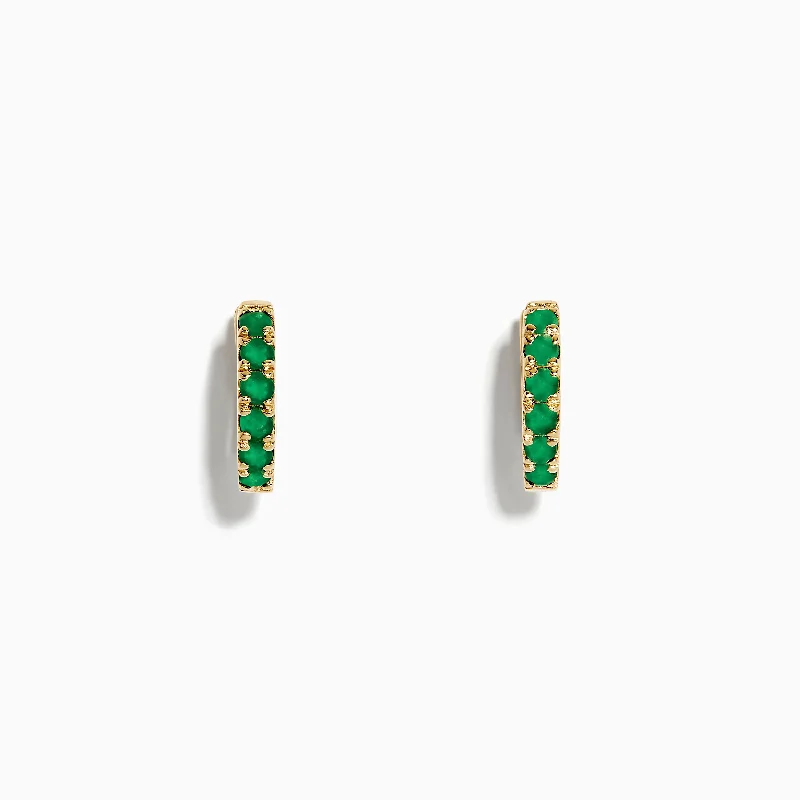 Crystal Stud Earrings For Sparkle-Brasilica 14K Yellow Gold Emerald Huggie Earrings