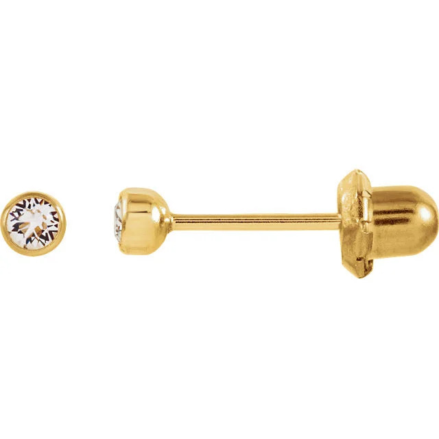 Stylish Huggie Earrings For Everyday Wear-14K Yellow Gold Imitation Crystal Piercing Earrings