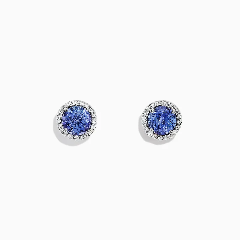 Stylish Ear Cuffs For Trendy Look-Nahla Siri 14K White Gold Tanzanite and Diamond Stud Earrings, 1.91 TCW