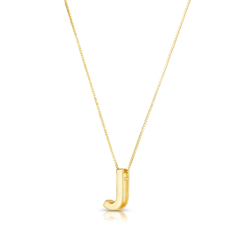 Custom photo necklaces for moms-14K Gold Block Letter Initial J Necklace