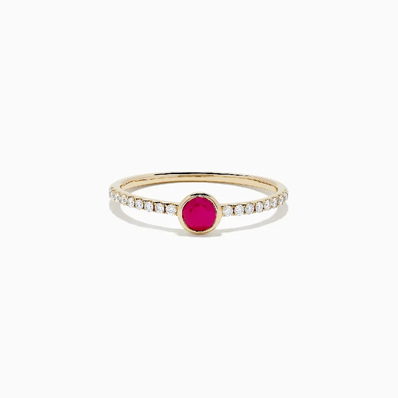 Classic gemstone rings-Ruby Royale 14K Yellow Gold Ruby and Diamond Ring, 0.45 TCW