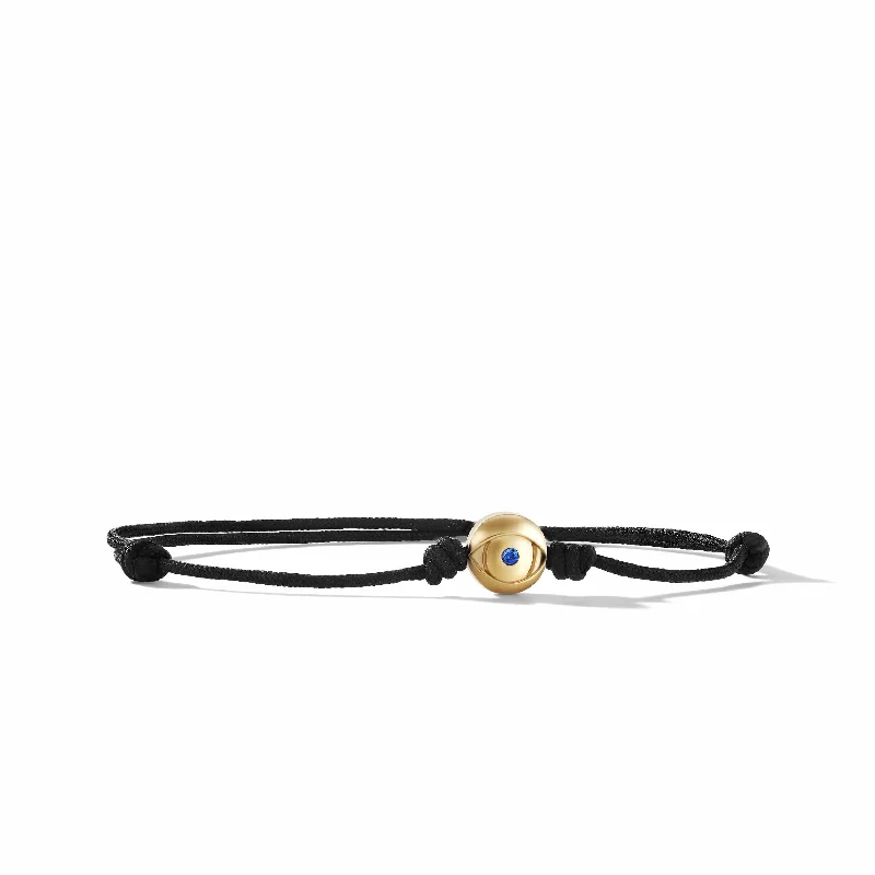 Tie-Dye Bracelets-Evil Eye Black Cord Bracelet with 18K Yellow Gold and Sapphire