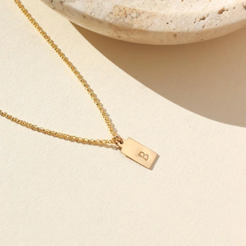 Matching couple necklaces-Mini Tag Necklace with Monogram