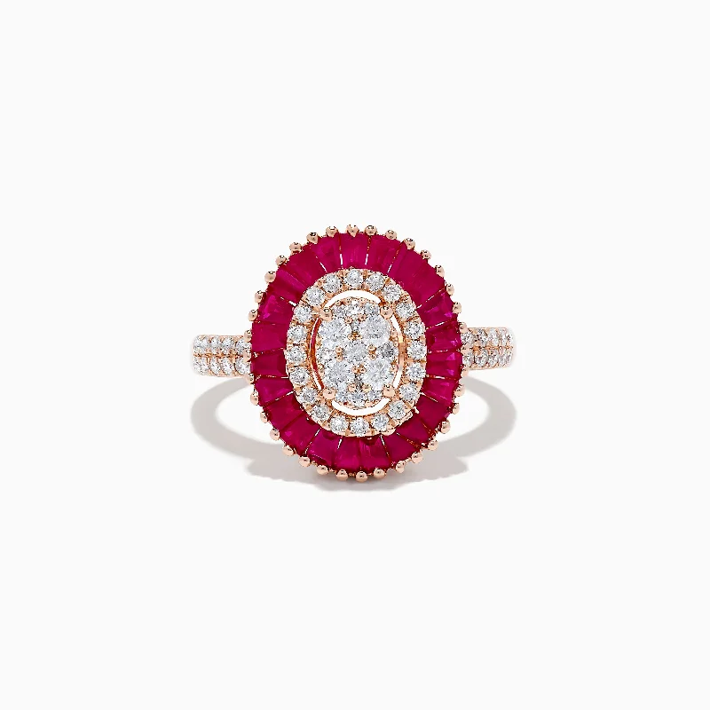 Engagement rings with emeralds for men-Ruby Royale 14K Rose Gold Ruby and Diamond Ring