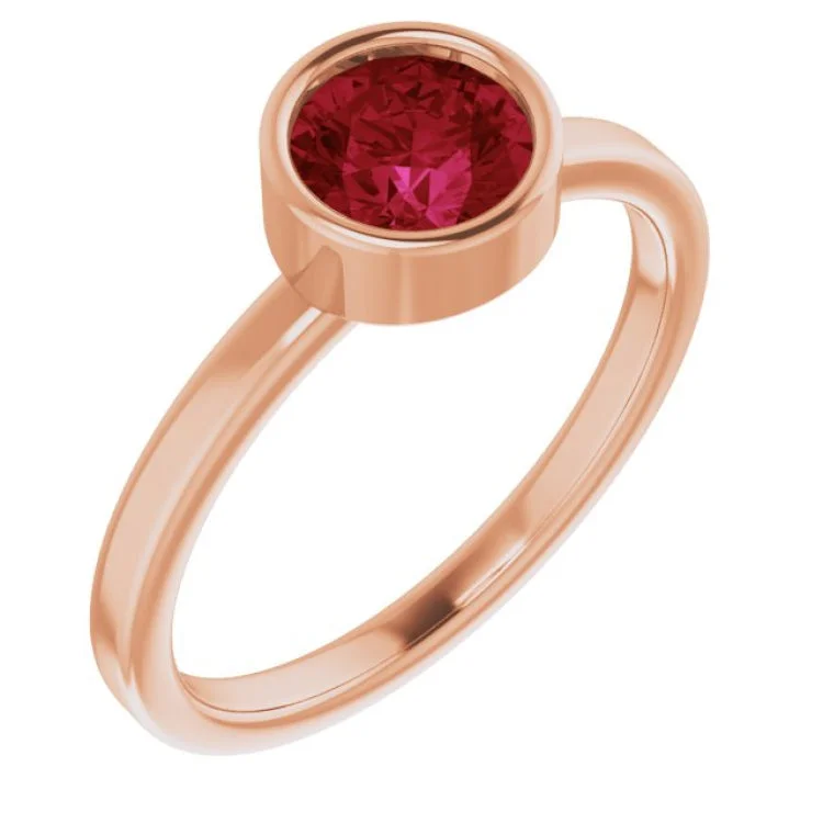 Trendy engagement rings-14K Rose 6 mm Lab-Grown Ruby Ring