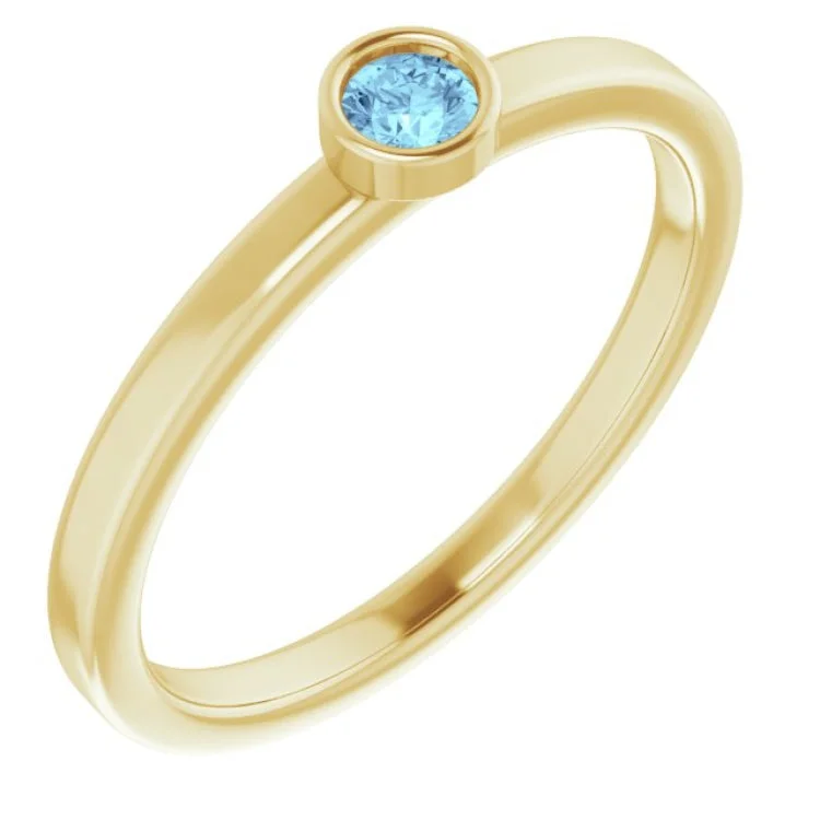 Sapphire diamond engagement rings-14K Yellow 3 mm Natural Aquamarine Ring