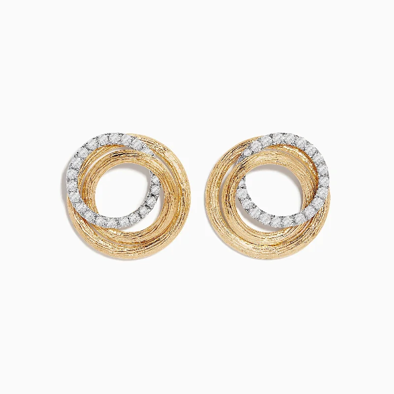 Bold Earrings For Fashion Statements-Duo 14K Two-Tone Gold Diamond Statement Stud Earrings