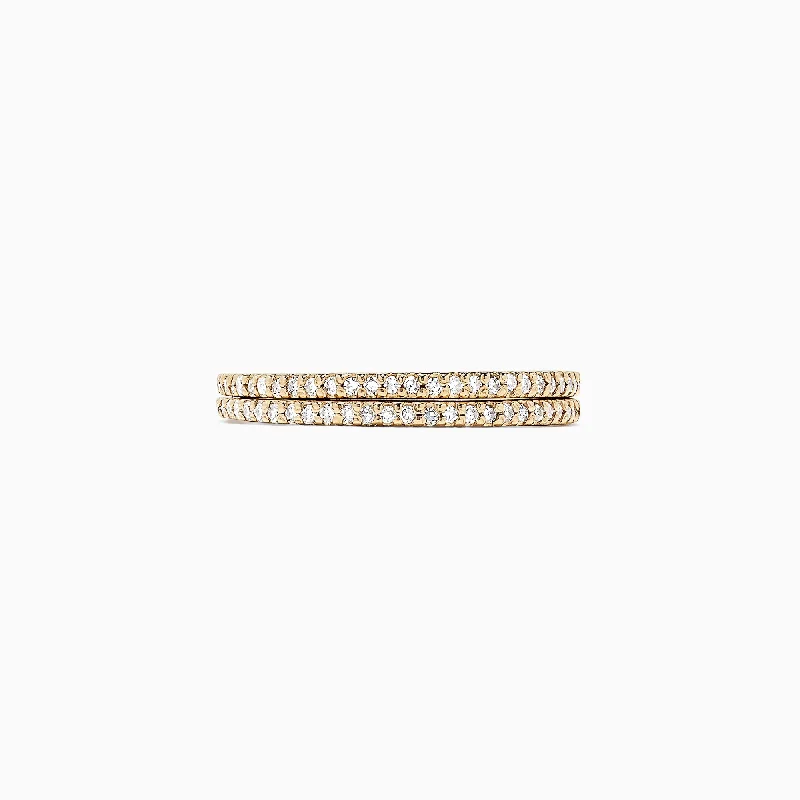 Stylish custom rings-D'Oro 14K Yellow Gold Diamond Double Band Ring, 0.36 TCW