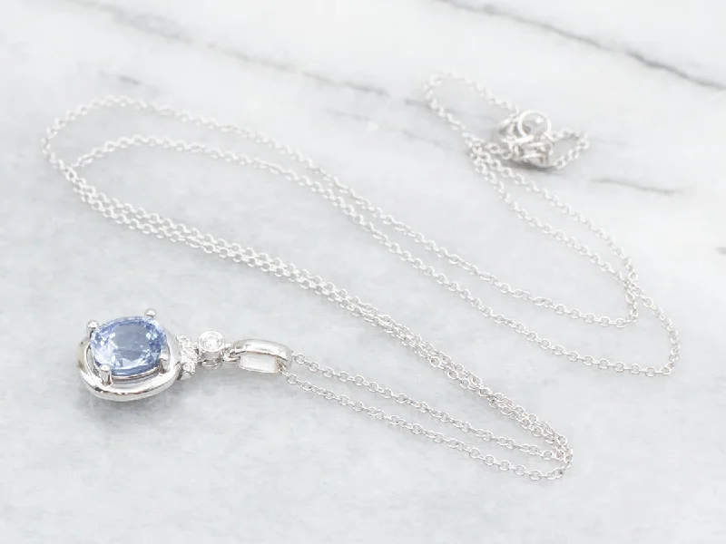 Fashion jewelry necklaces for teens-Sapphire and Diamond Pendant Necklace