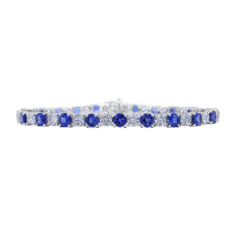 Hammered Bracelets-Blue Sapphire & Diamond Bracelet