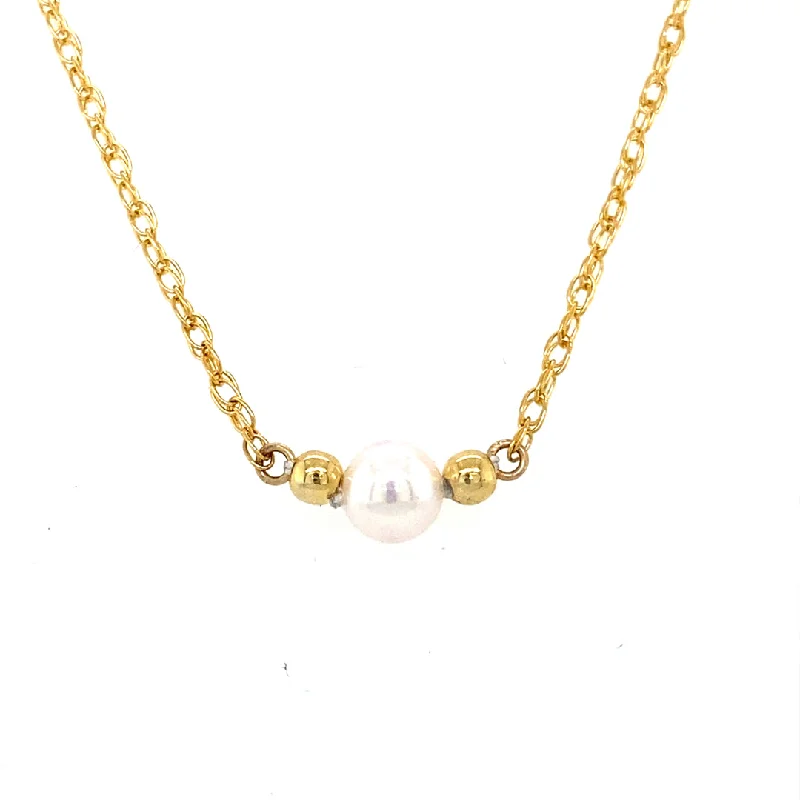 Classic gold necklaces for men-Children's One Pearl Add-A-Pearl Necklace in Yellow GOld by B&C