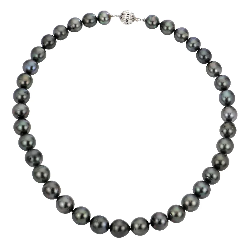 Custom heart necklaces for loved ones-14KT White Gold Tahitian Pearl Necklace