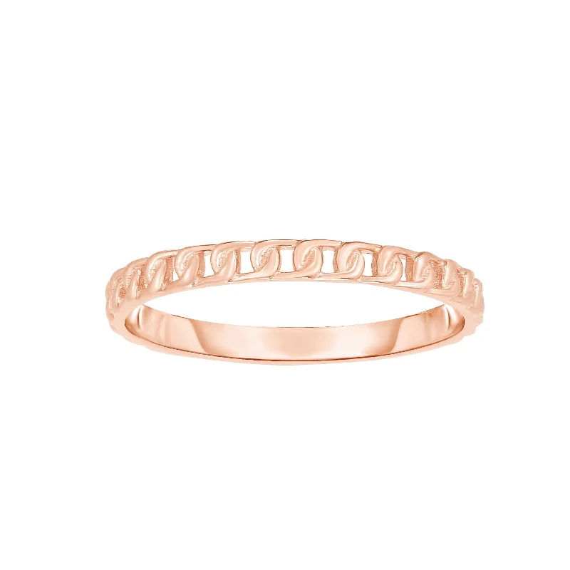 Affordable vintage rings-14K Gold Mini Curb Stackable Ring