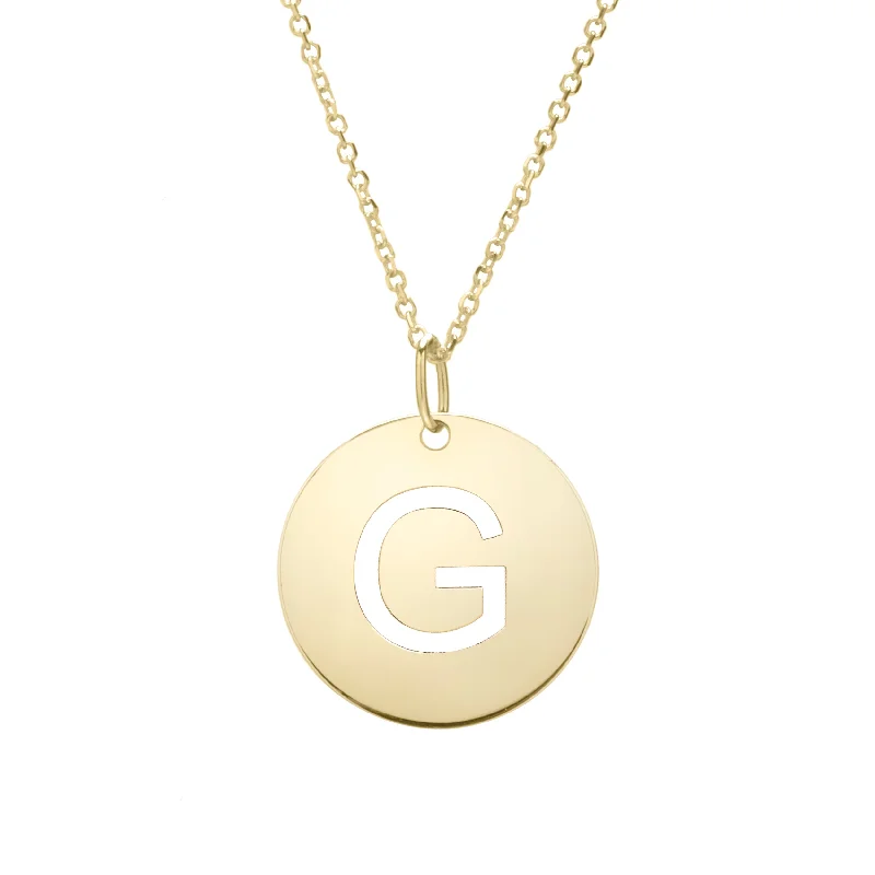 Crystal necklaces with healing properties-14K Gold Disc Initial G Necklace