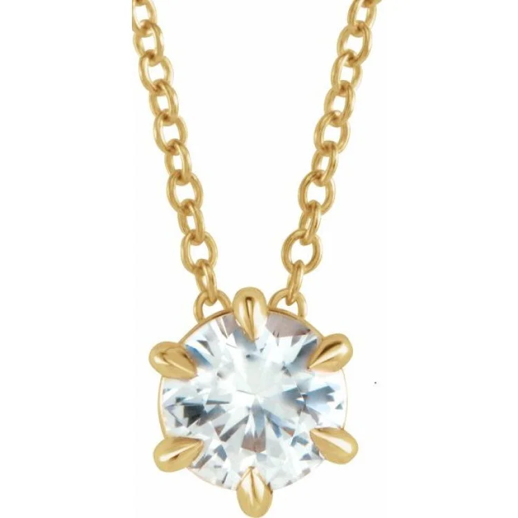 Chunky necklace chains for women-14K Yellow 1/2 CT Natural Diamond Solitaire 16-18" Necklace