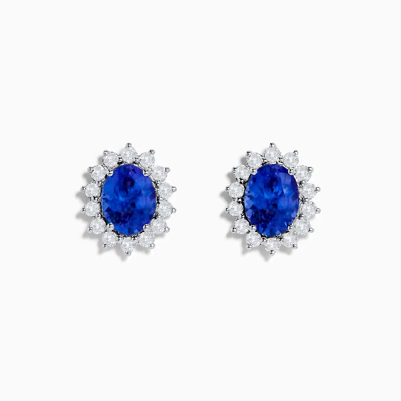 Boho Earrings For Summer Outfits-Nahla Siri 14K White Gold Tanzanite and Diamond Earrings