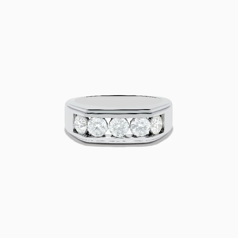 Heart diamond rings-Men's 14K White Gold Diamond Ring