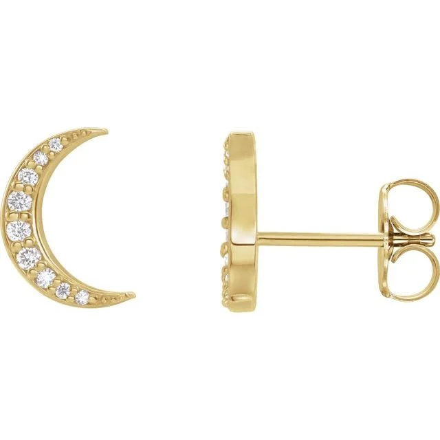 Dainty Stud Earrings For Elegant Touch-14K Gold 1/10 CTW Natural Diamond Crescent Moon Earrings