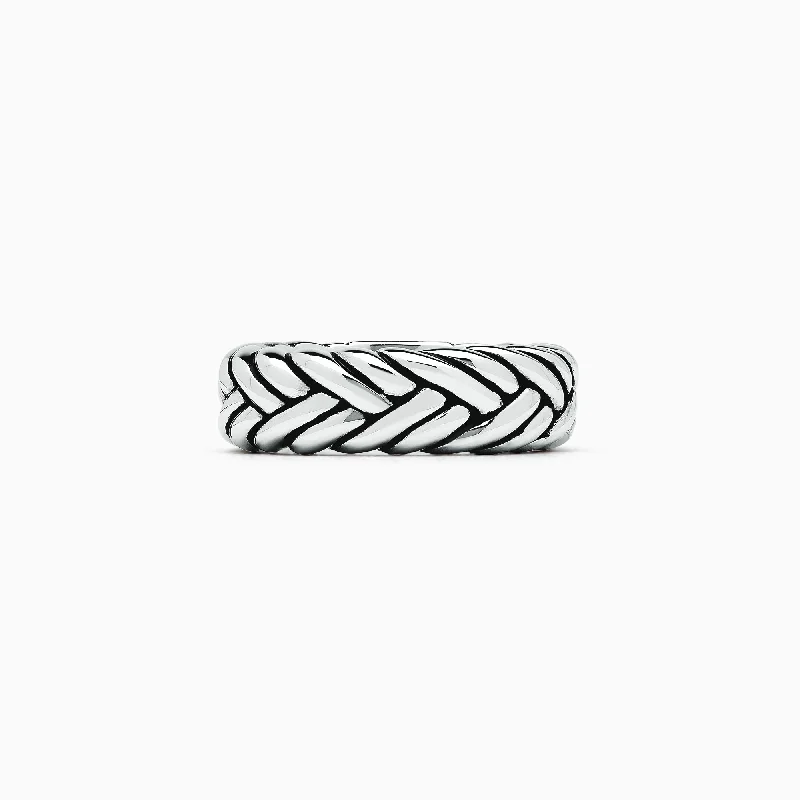 Men’s vintage wedding rings-Men's Sterling Silver Braided Ring