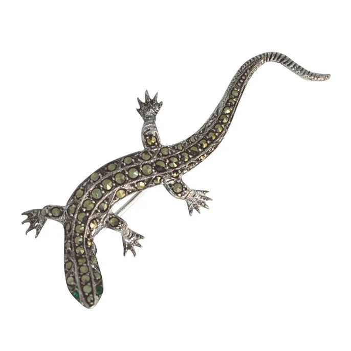 Fun Shaped Brooch-Marcasite Lizard Brooch