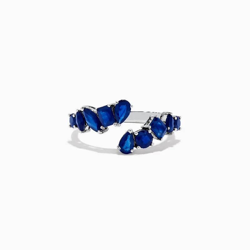 Blue sapphire engagement rings-Royale Bleu 14K White Gold Blue Sapphire Ring