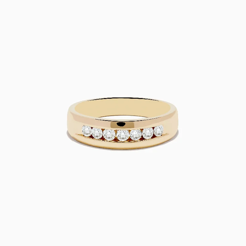 Small gemstone rings-Men's 14K Yellow Gold Diamond Channel Set Ring