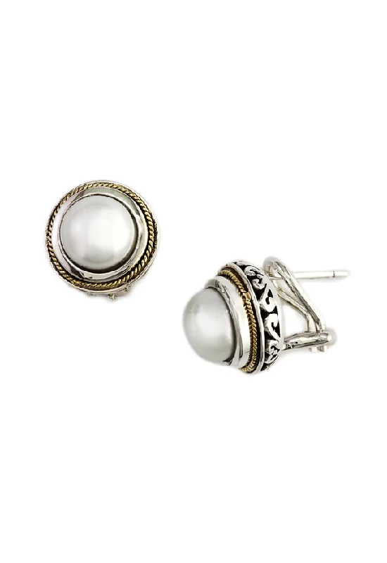 Unique Drop Earrings For Statement Look-925 Sterling Silver & 18K Gold Cultured Pearl Earrings