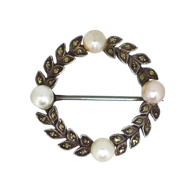 Bestselling Brooch-Marcasite & Pearl Brooch