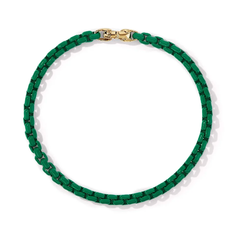 Valentine Bracelets-DY Bel Aire Chain Bracelet in Emerald Green with 14K Yellow Gold Accent