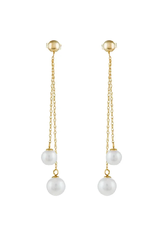 Natural Earrings For Earthy Look-14K Yellow Gold Cultured Fresh Water Pearl Earrings