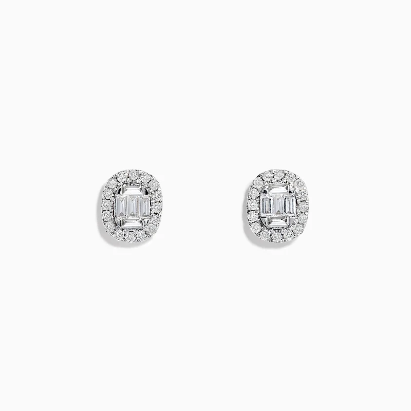 Custom Earrings For Personalized Look-Classique 14K White Gold Diamond Stud Earrings 0.59 TCW