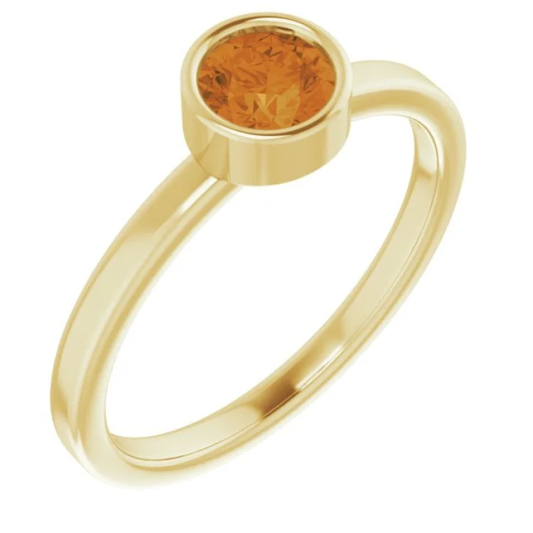 Unique engagement rings-14K Yellow 5 mm Natural Citrine Ring