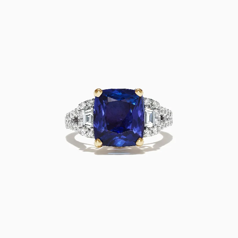 Classic rings-Limited Edition 18K Two Tone Gold Tanzanite and Diamond Ring, 4.52 TCW