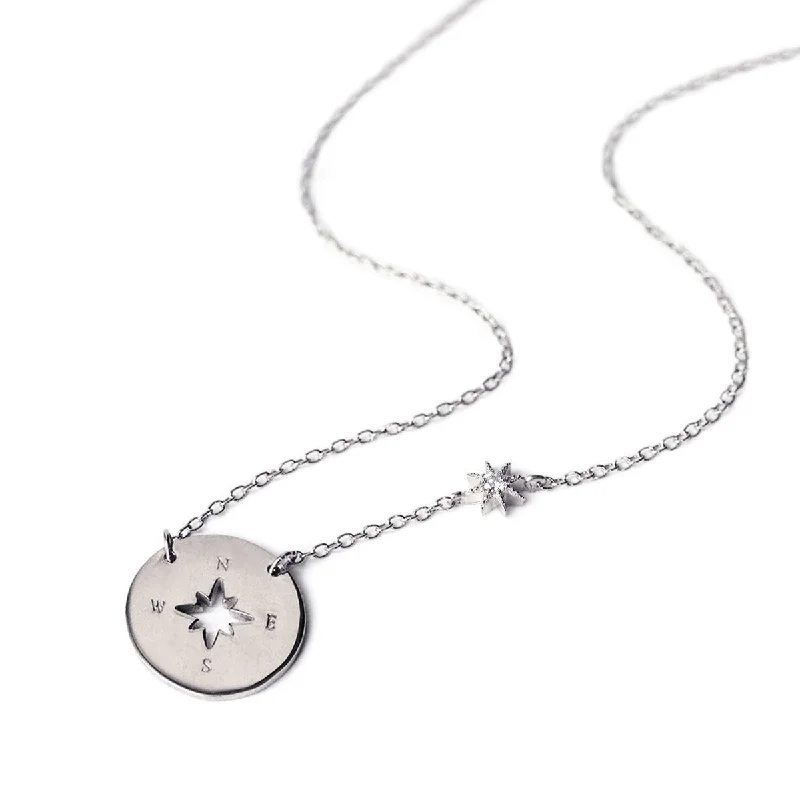 Statement crystal necklaces for women-Star Compass Necklace