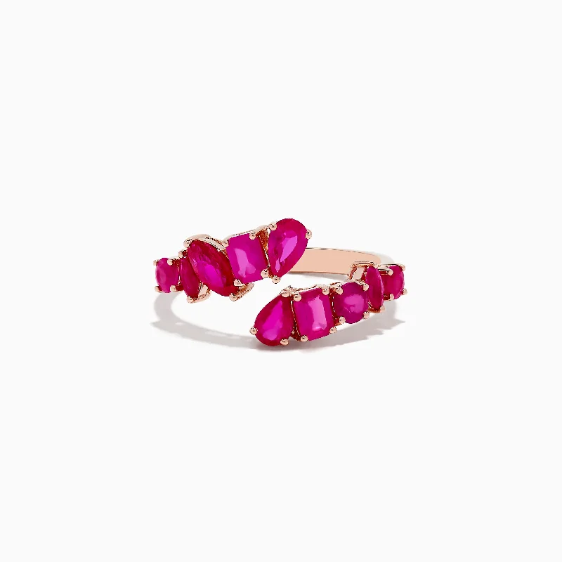 Classic sapphire rings-Ruby Royale 14K Rose Gold Ruby Bypass Ring