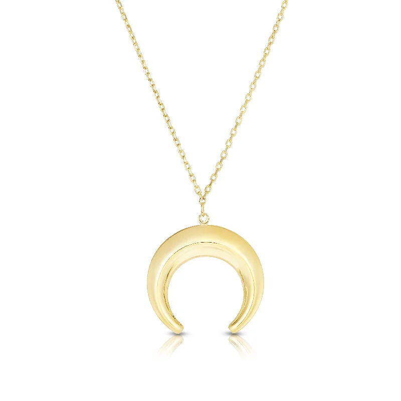 Gold necklaces with lockets-14K Gold Puffed Crescent Necklace