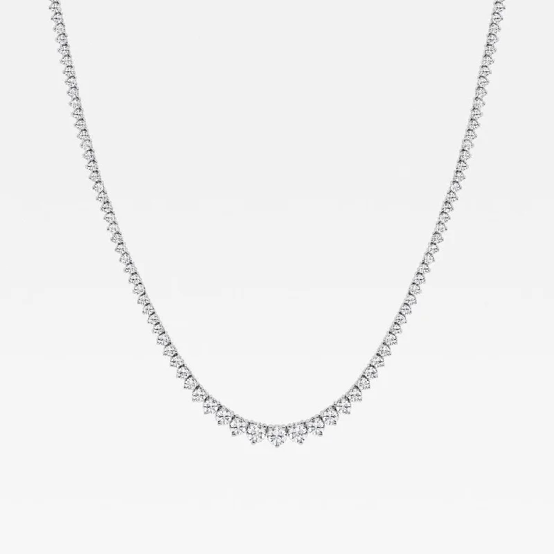 Unique gemstone necklaces-LAB-Created 8.0ctw Diamond Graduated Line Necklace in White Gold