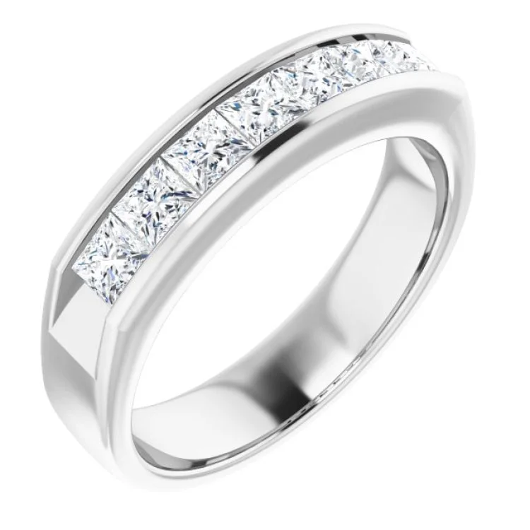 Unique silver wedding bands-14K White 1 3/8 CTW Natural Diamond Ring