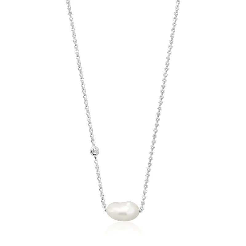 Pearl necklaces for brides-Pearls of Wisdom Necklace in SIlver by Ania Haie