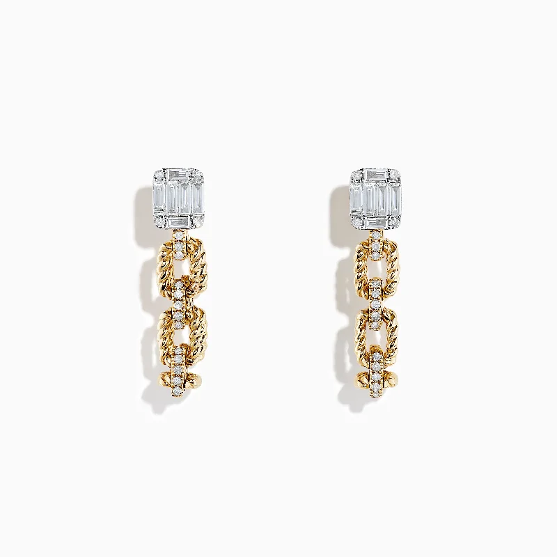 Crystal Hoop Earrings For Sparkle-D'Oro 14K Yellow Gold Chain Link Diamond Earrings