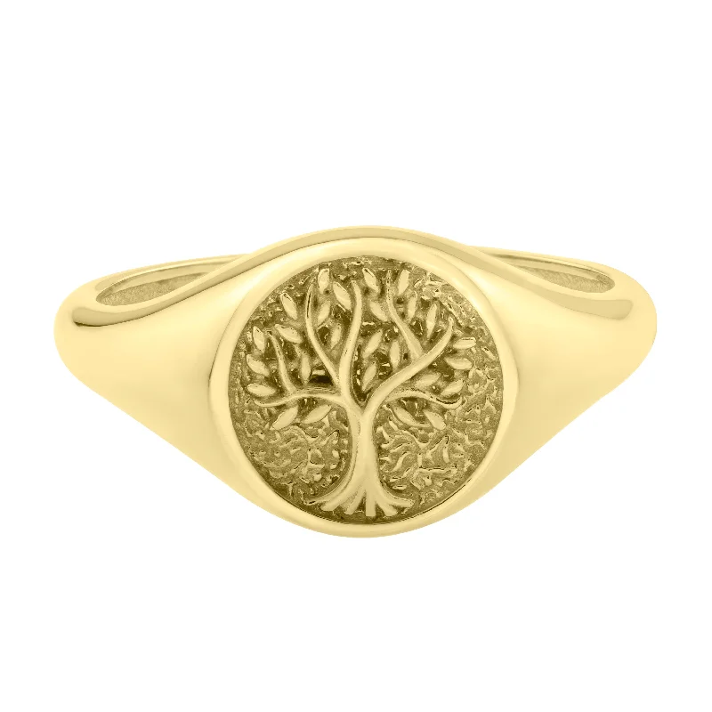 Multi-band rings-14K Tree of Life Signet Ring