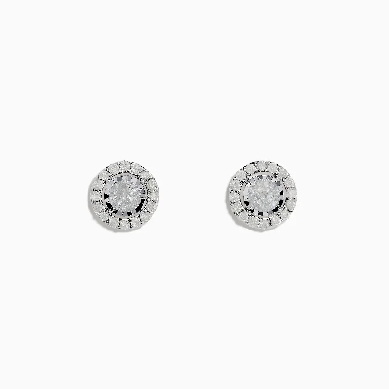 Stylish Ear Cuffs For Trendy Look-Pave Classica 14K White Gold Diamond Halo Stud Earrings 0.98 TCW