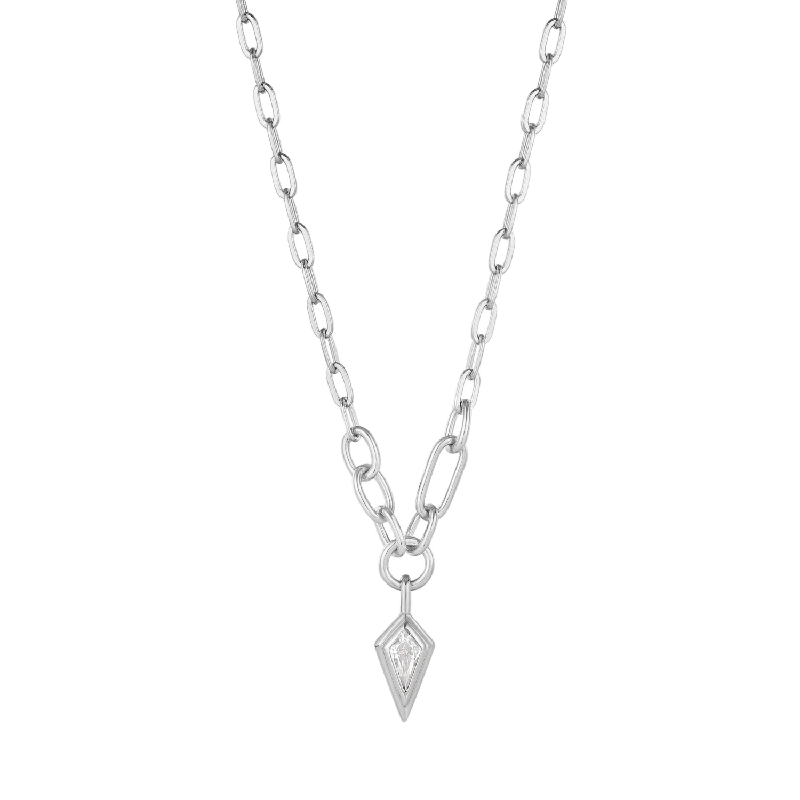 Personalized necklaces for family-Sparkle Drop Chunky Chain Necklace in Silver by Ania Haie