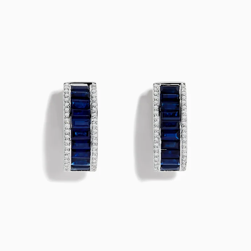 Unique Earrings For Casual Style-Royale Bleu 14K White Gold Blue Sapphire and Diamond Earrings