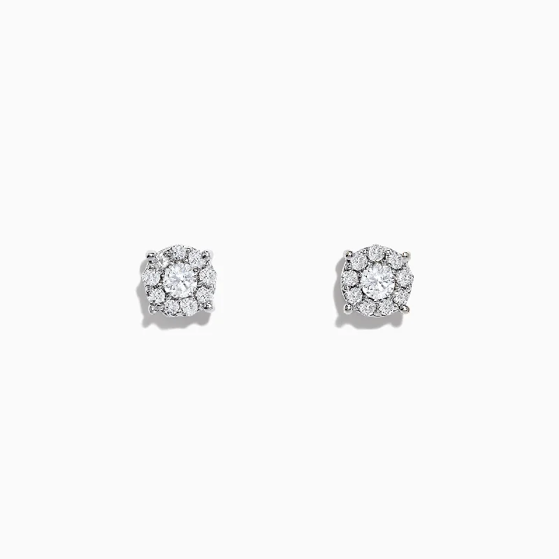 Funky Earrings For Everyday Look-Bouquet 14K White Gold Diamond Cluster Stud Earrings, 0.93 TCW