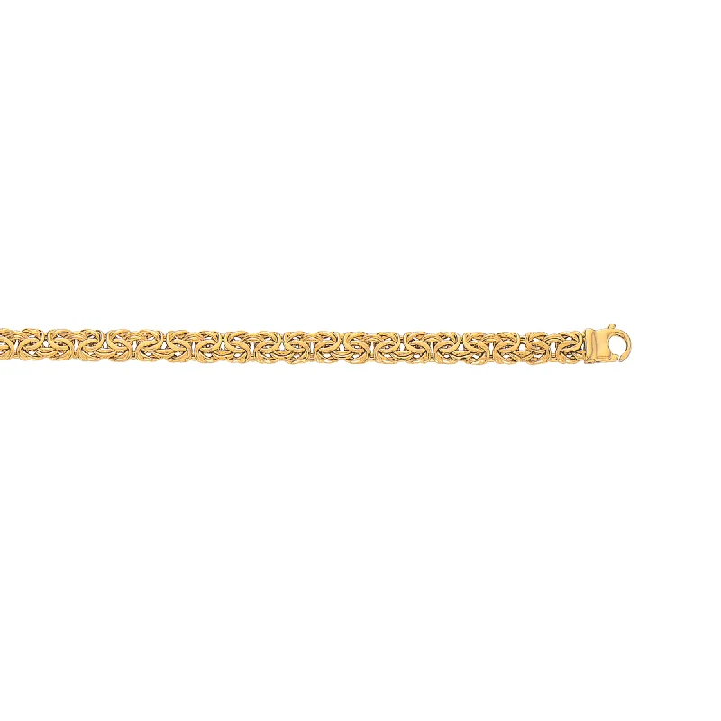 Layered gold necklaces for women-14K Gold 7.2mm Byzantine Necklace